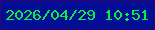 文字の大きさ：2、枠の色：35036c、背景の色：030e96、文字の色：09ee43 無料ブログパーツのブログ時計