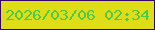 文字の大きさ：1、枠の色：35056c、背景の色：dfdd15、文字の色：4dc84a 無料ブログパーツのブログ時計