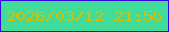 文字の大きさ：4、枠の色：3506e1、背景の色：41dc9a、文字の色：d6bf00 無料ブログパーツのブログ時計