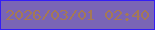 文字の大きさ：2、枠の色：351ef4、背景の色：7a65b5、文字の色：a47955 無料ブログパーツのブログ時計