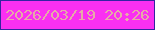 文字の大きさ：5、枠の色：3524a1、背景の色：fa30f1、文字の色：e6aba7 無料ブログパーツのブログ時計