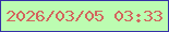 文字の大きさ：2、枠の色：3530a8、背景の色：bcfcb1、文字の色：d3655d 無料ブログパーツのブログ時計