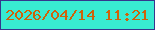 文字の大きさ：2、枠の色：35368d、背景の色：38ebd1、文字の色：cf6208 無料ブログパーツのブログ時計