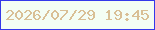文字の大きさ：1、枠の色：3538ea、背景の色：f4fdf4、文字の色：d9bf95 無料ブログパーツのブログ時計