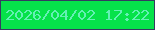 文字の大きさ：2、枠の色：353b60、背景の色：06e24a、文字の色：64f0b5 無料ブログパーツのブログ時計