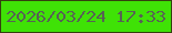 文字の大きさ：4、枠の色：35400f、背景の色：3fe206、文字の色：576254 無料ブログパーツのブログ時計