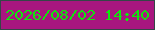 文字の大きさ：1、枠の色：354547、背景の色：a8167f、文字の色：0ee70c 無料ブログパーツのブログ時計