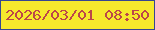 文字の大きさ：2、枠の色：354692、背景の色：f6e92c、文字の色：bc4649 無料ブログパーツのブログ時計