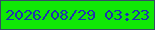 文字の大きさ：4、枠の色：354e63、背景の色：10e805、文字の色：1e32af 無料ブログパーツのブログ時計
