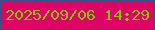 文字の大きさ：4、枠の色：355186、背景の色：dc0566、文字の色：87c50c 無料ブログパーツのブログ時計