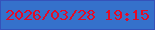 文字の大きさ：5、枠の色：3552ba、背景の色：3571cb、文字の色：e40b26 無料ブログパーツのブログ時計