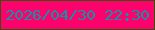 文字の大きさ：4、枠の色：355307、背景の色：fd016c、文字の色：0a96a3 無料ブログパーツのブログ時計