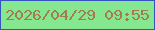 文字の大きさ：2、枠の色：3553c1、背景の色：85e891、文字の色：a37a53 無料ブログパーツのブログ時計