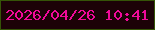 文字の大きさ：3、枠の色：355507、背景の色：1c0307、文字の色：f00a9a 無料ブログパーツのブログ時計