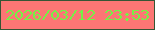 文字の大きさ：2、枠の色：355534、背景の色：fc7674、文字の色：75f245 無料ブログパーツのブログ時計