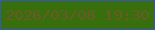 文字の大きさ：2、枠の色：3555c0、背景の色：366f0b、文字の色：6c5829 無料ブログパーツのブログ時計
