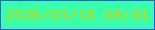 文字の大きさ：1、枠の色：3555f0、背景の色：39ffad、文字の色：bed613 無料ブログパーツのブログ時計