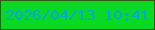 文字の大きさ：2、枠の色：355617、背景の色：09d925、文字の色：00a9da 無料ブログパーツのブログ時計