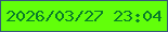 文字の大きさ：5、枠の色：35567b、背景の色：62ff0a、文字の色：097e28 無料ブログパーツのブログ時計