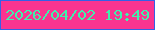 文字の大きさ：1、枠の色：3560e6、背景の色：fa3490、文字の色：3ff1ac 無料ブログパーツのブログ時計