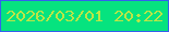 文字の大きさ：3、枠の色：3560ed、背景の色：06e37f、文字の色：bbe646 無料ブログパーツのブログ時計