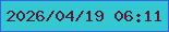 文字の大きさ：4、枠の色：3563e0、背景の色：34c9d2、文字の色：511e35 無料ブログパーツのブログ時計