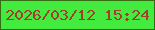 文字の大きさ：4、枠の色：356e12、背景の色：44eb3f、文字の色：a23e2f 無料ブログパーツのブログ時計