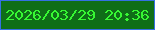文字の大きさ：2、枠の色：3570e4、背景の色：0f6e18、文字の色：37f833 無料ブログパーツのブログ時計