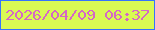 文字の大きさ：4、枠の色：3574fc、背景の色：d9fa53、文字の色：d568c6 無料ブログパーツのブログ時計