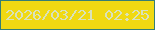 文字の大きさ：1、枠の色：357e75、背景の色：f0d912、文字の色：d9e2bb 無料ブログパーツのブログ時計
