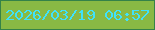 文字の大きさ：5、枠の色：358248、背景の色：89b944、文字の色：3fe2fb 無料ブログパーツのブログ時計