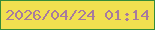 文字の大きさ：4、枠の色：358c38、背景の色：f1e050、文字の色：a77b9e 無料ブログパーツのブログ時計