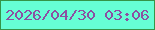 文字の大きさ：3、枠の色：359548、背景の色：66ffd5、文字の色：8c50a2 無料ブログパーツのブログ時計