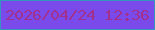 文字の大きさ：1、枠の色：3595c1、背景の色：7a4aea、文字の色：a1308f 無料ブログパーツのブログ時計