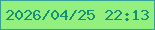 文字の大きさ：2、枠の色：359e95、背景の色：93ef7e、文字の色：149076 無料ブログパーツのブログ時計