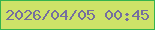 文字の大きさ：4、枠の色：35b44d、背景の色：cee368、文字の色：756e9e 無料ブログパーツのブログ時計