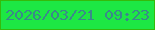 文字の大きさ：4、枠の色：35ba0b、背景の色：1de744、文字の色：3a898a 無料ブログパーツのブログ時計