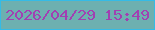 文字の大きさ：4、枠の色：35bbe6、背景の色：6db0b0、文字の色：a140b2 無料ブログパーツのブログ時計