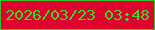 文字の大きさ：5、枠の色：35c02c、背景の色：e0002d、文字の色：38da28 無料ブログパーツのブログ時計