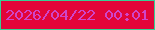 文字の大きさ：1、枠の色：35d094、背景の色：e20539、文字の色：cf45c9 無料ブログパーツのブログ時計