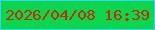 文字の大きさ：2、枠の色：35d4ff、背景の色：0cd64d、文字の色：c32e06 無料ブログパーツのブログ時計