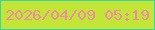 文字の大きさ：4、枠の色：35d8a4、背景の色：c2e536、文字の色：f18aa7 無料ブログパーツのブログ時計