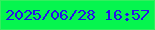 文字の大きさ：5、枠の色：35ed5e、背景の色：05f54e、文字の色：2610e9 無料ブログパーツのブログ時計