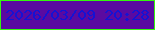 文字の大きさ：2、枠の色：35f50f、背景の色：5a0aa1、文字の色：1512d3 無料ブログパーツのブログ時計