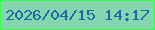 文字の大きさ：2、枠の色：35ff41、背景の色：85d5ae、文字の色：186ba8 無料ブログパーツのブログ時計