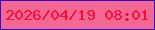 文字の大きさ：3、枠の色：3607cd、背景の色：f36892、文字の色：f80c3c 無料ブログパーツのブログ時計