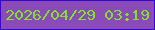 文字の大きさ：2、枠の色：3608cc、背景の色：8a4bb9、文字の色：82e227 無料ブログパーツのブログ時計