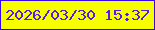 文字の大きさ：5、枠の色：3608e9、背景の色：f7fe00、文字の色：551aec 無料ブログパーツのブログ時計