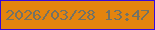 文字の大きさ：5、枠の色：3609db、背景の色：e4840e、文字の色：737265 無料ブログパーツのブログ時計