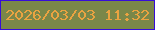 文字の大きさ：3、枠の色：360dd8、背景の色：7a8749、文字の色：eaa341 無料ブログパーツのブログ時計